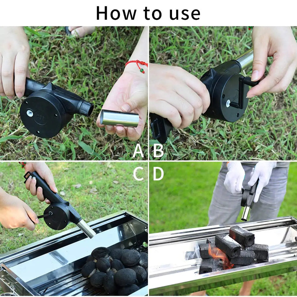 Mini Hand Crank BBQ Air Blower Portable Fire Fan for Grill Camping Outdoor Cooking