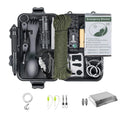 Portable Emergency Survival Kit with Flashlight Whistle Rope Fishing Tools and Storage Case
