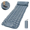 Ultralight Inflatable Gray Camping Sleeping Pad with Built-In Foot Pump and Pillow for Hiking Backpacking Travel