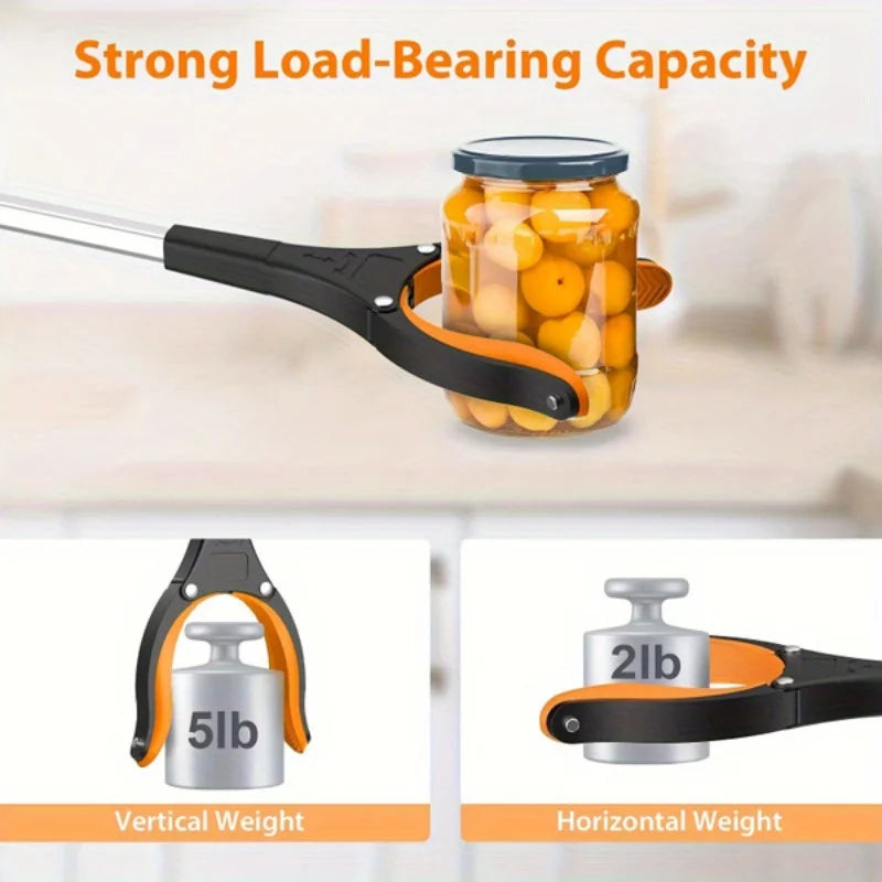 32 Inch Orange Heavy Duty Garbage Grabber with 360° Rotating Clamp Foldable Reaching Tool
