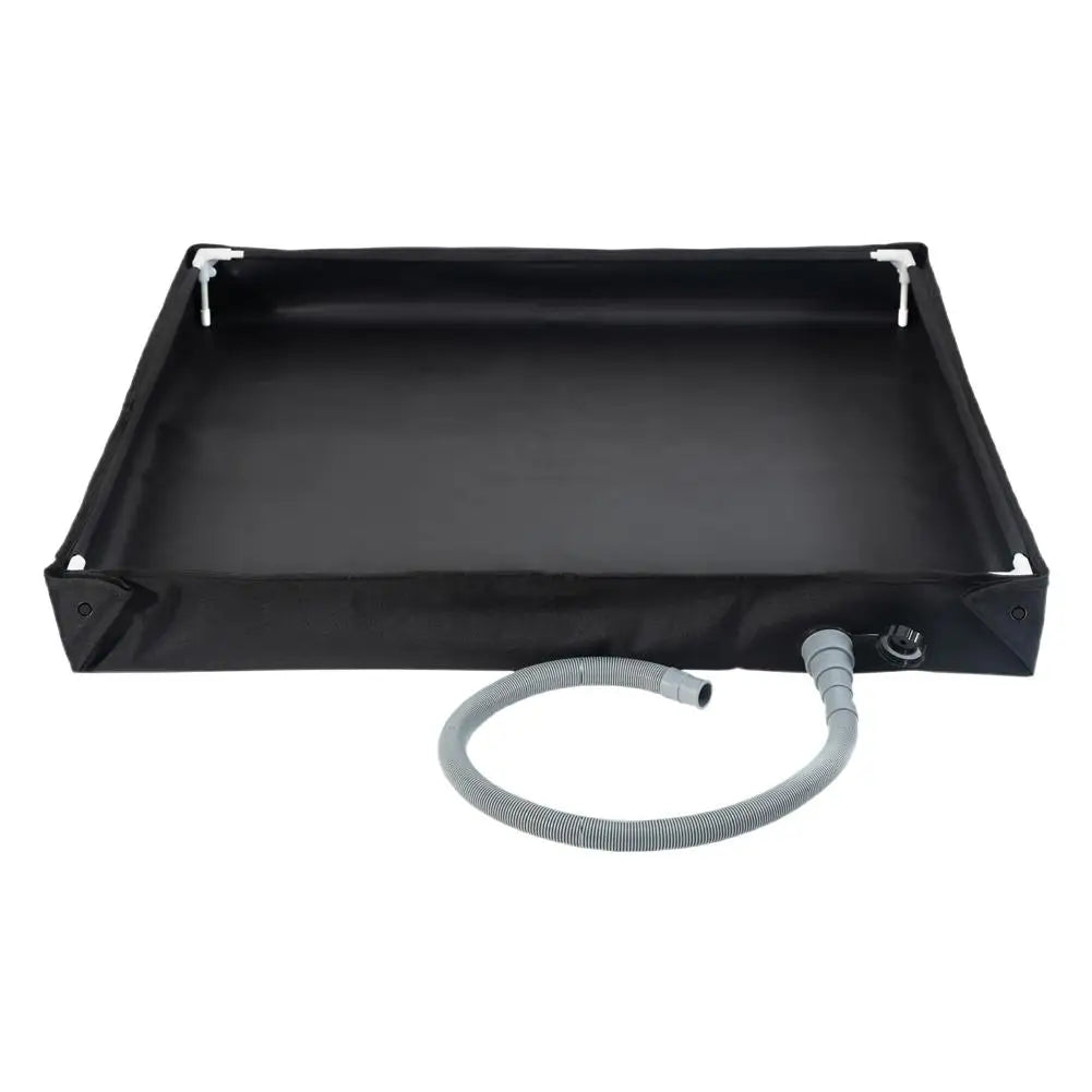 Portable Black Foldable Shower Pan with Drain Hose Outdoor Shower Base for Camping RV Beach and Pet Bathing