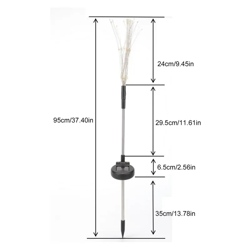 2 Piece Solar Firework Lights 200 LED Warm White Waterproof Garden Stake Light for Outdoor Decoration