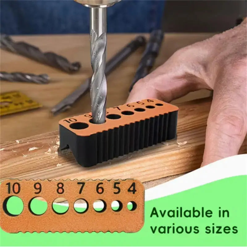 Drill Guide Block Orange for 4mm to 10mm Holes Precision Drilling Jig Tool for Woodworking and DIY Projects