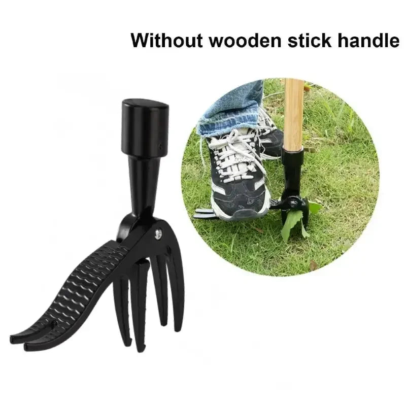 Heavy Duty Weed Puller with 4-Prong Claw Stainless Steel Root Removal Garden Tool