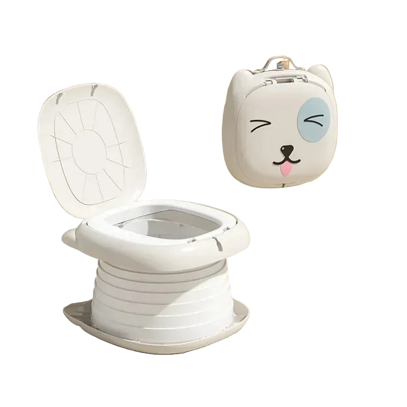Portable Gray Kids Folding Toilet Seat Potty Training Toilet with Lid for Travel Car Trips and Outdoor Use