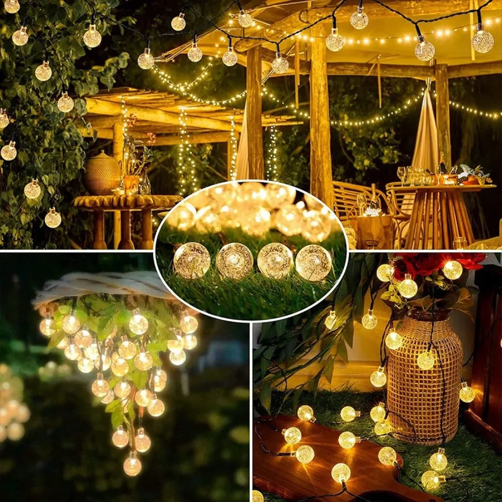 5M 20 LED Solar Bubble Ball String Lights Warm White Waterproof Outdoor Garden Patio Decorative Lights