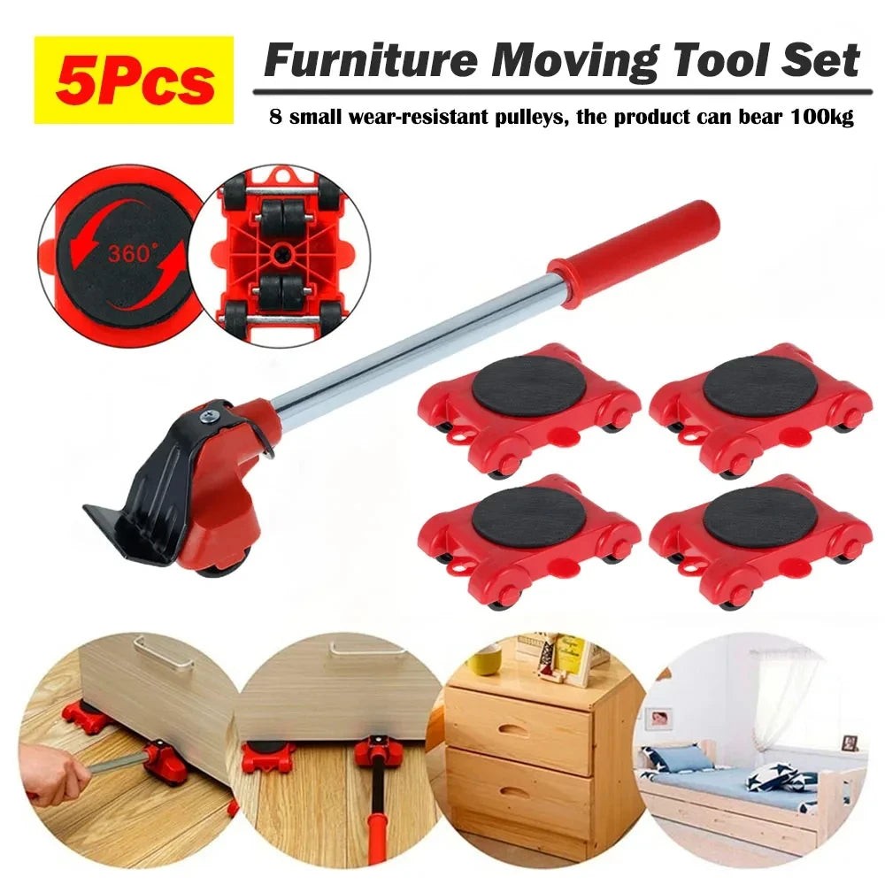 Heavy Duty Furniture Mover Set with Lifter Tool and Roller Pads for Moving Heavy Appliances