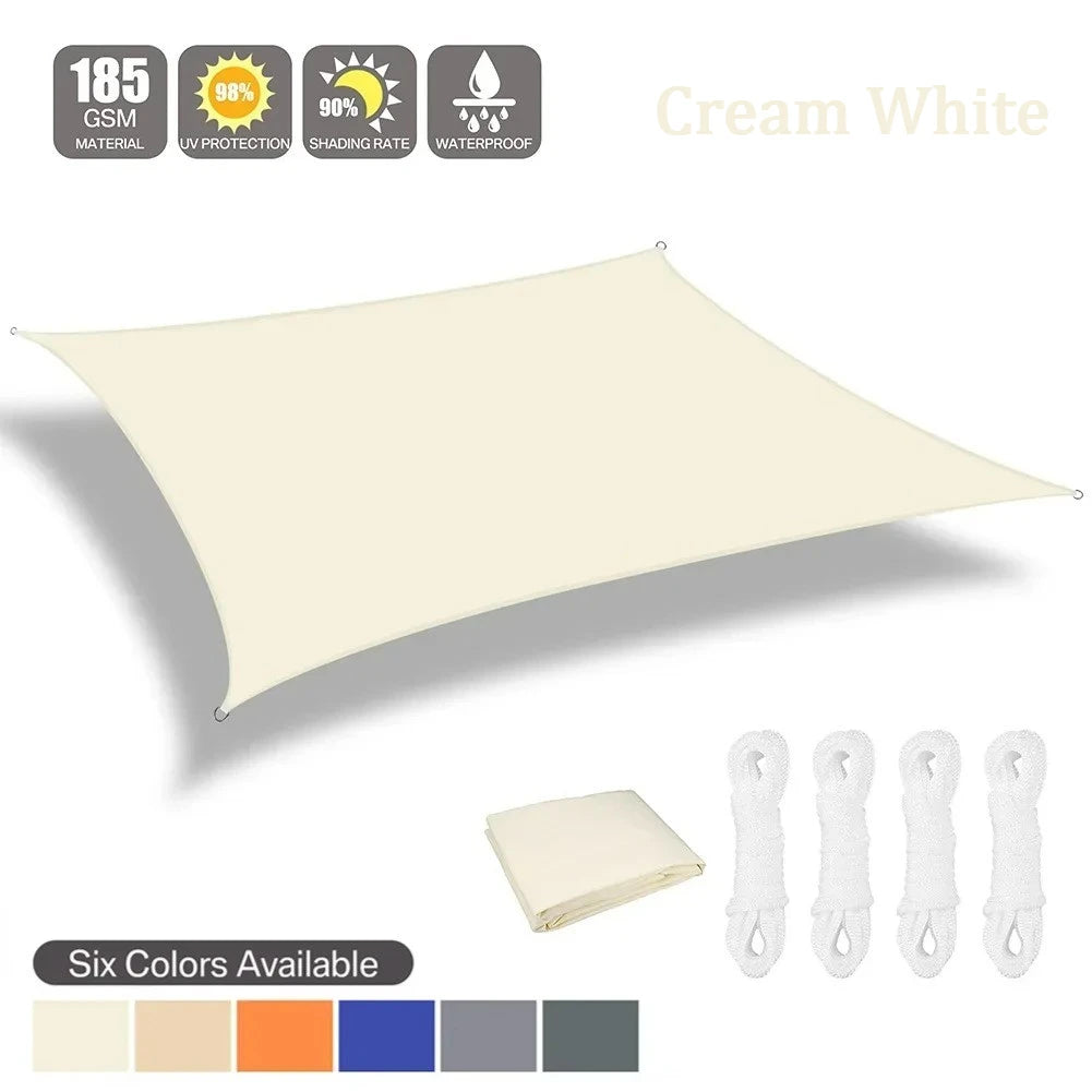 Waterproof Sun Shade Sail Cream White 3 × 4 m Rectangle Canopy with 98% UV Protection for Garden Patio and Pool