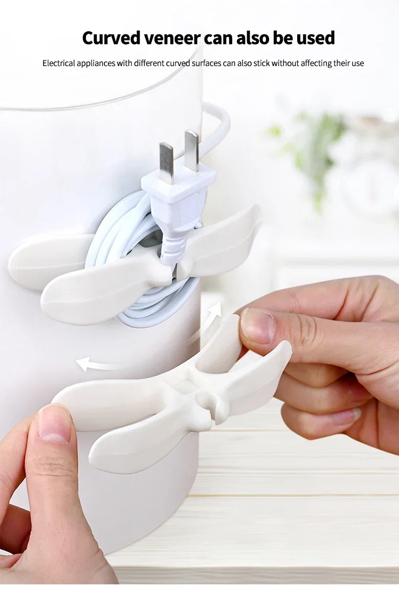 2 Piece White Cable Organizer Wire Winder Cord Holder Kitchen Appliance Cable Management