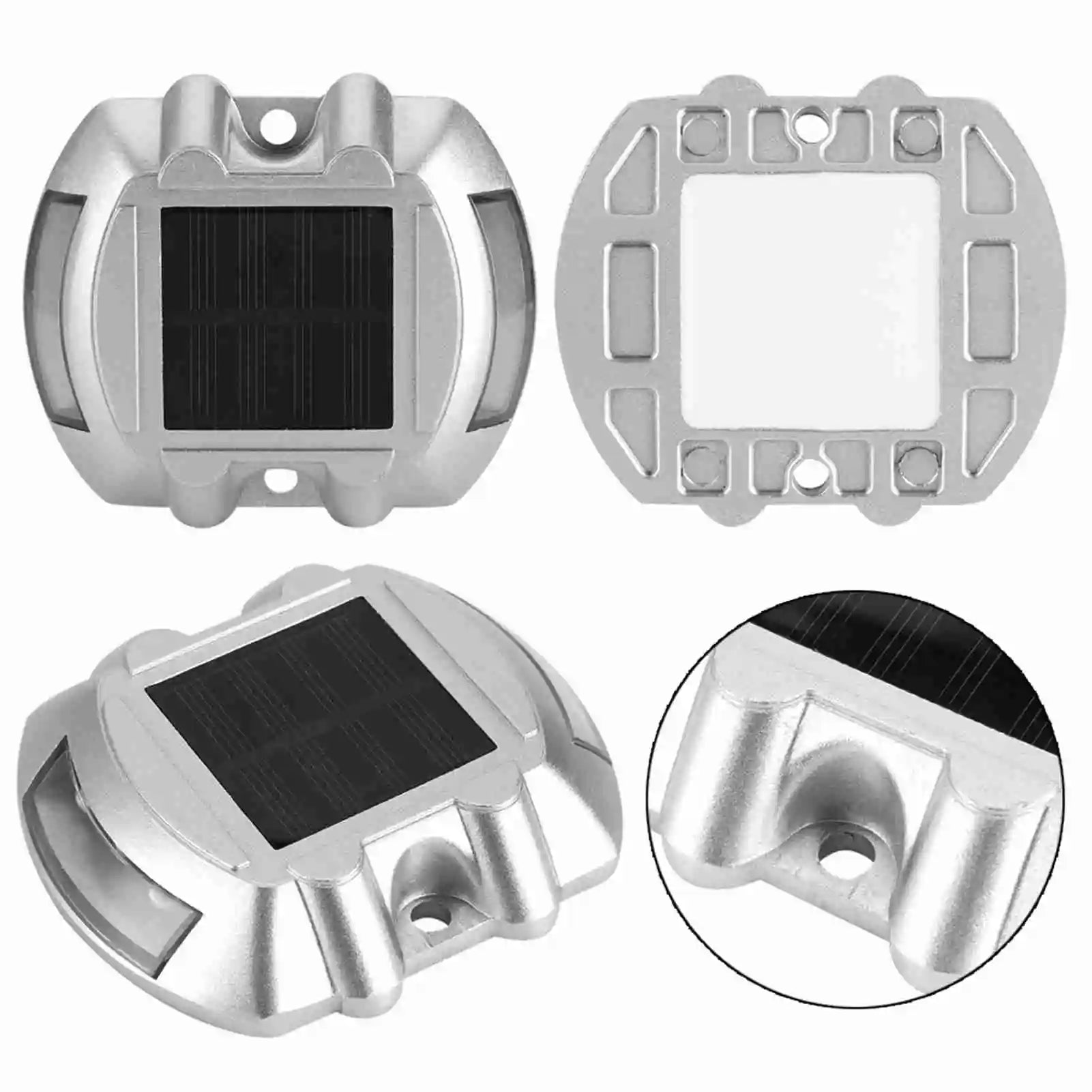 Solar Powered LED Driveway Light WHITE 6 LED Waterproof Aluminum Outdoor Pathway Road Marker