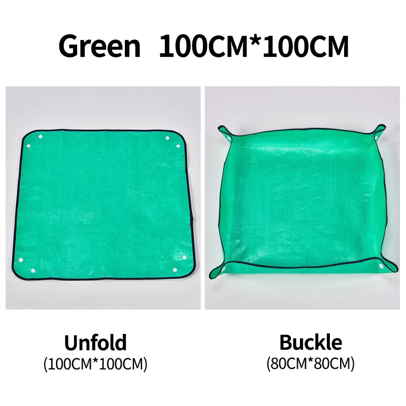 100x100cm Waterproof Planting Mat Foldable Gardening Potting Pad with Snap Corners