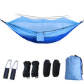 Portable Double Camping Hammock with Mosquito Net Sapphire Blue Light Blue Outdoor Travel Hammock