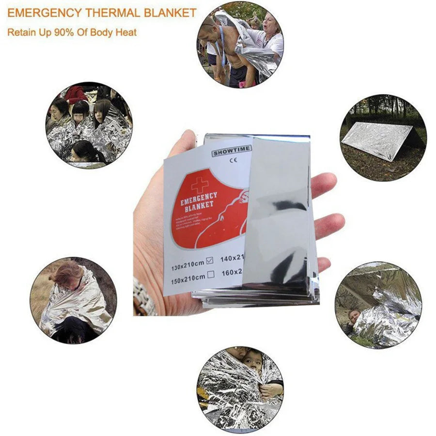 Portable Emergency Survival Kit with Flashlight Whistle Rope Fishing Tools and Storage Case