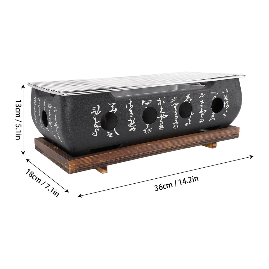 Portable Japanese Charcoal BBQ Grill Stove Rectangle Tabletop Camping Grill