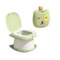 Portable Green Kids Folding Toilet Seat Potty Training Toilet with Lid for Travel Car Trips and Outdoor Use