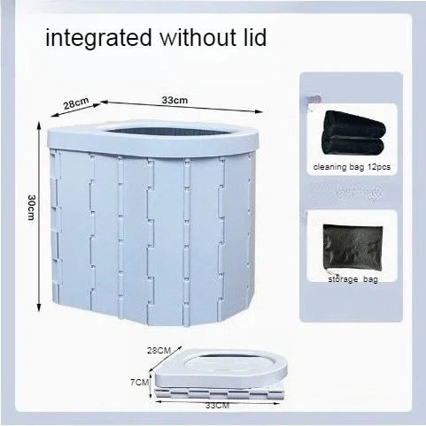 Portable Folding Bucket Toilet Seat Gray Without Lid Compact Plastic Outdoor Emergency Toilet for Camping Travel