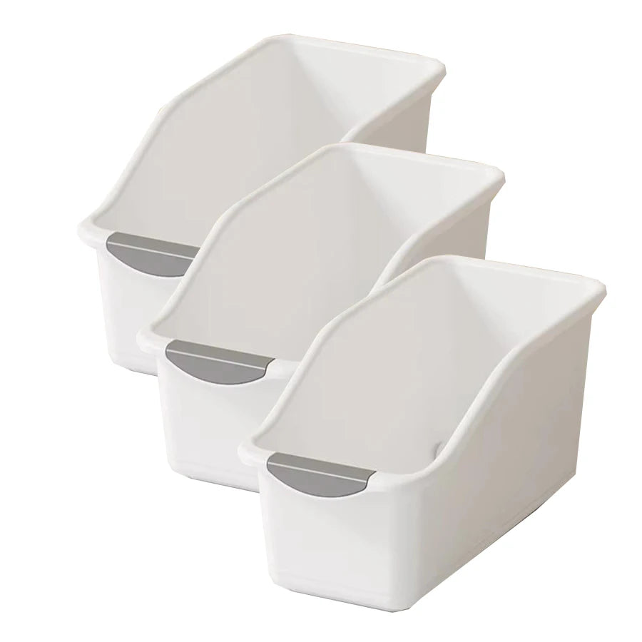 3 Piece Small Under Sink Organizer with Wheels Pull-Out Storage Bins White Kitchen Cabinet Organizer