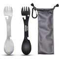 2 Piece Stainless Steel 5 in 1 Camping Spork Set with Bottle and Can Opener Outdoor Tableware
