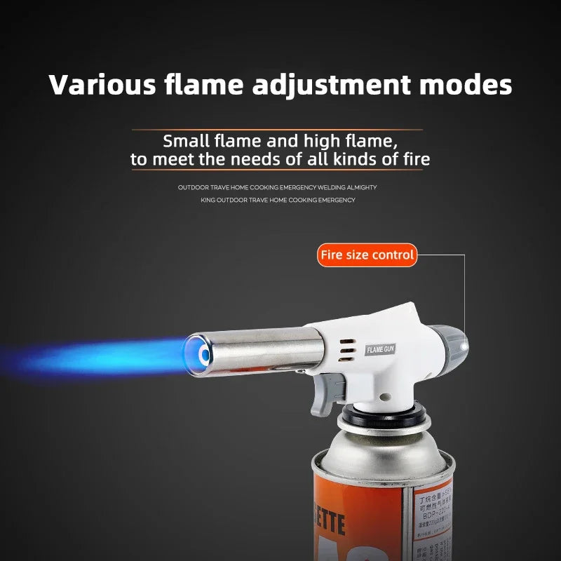 Portable Butane Gas Torch with Auto Ignition Adjustable Flame for BBQ Cooking Camping