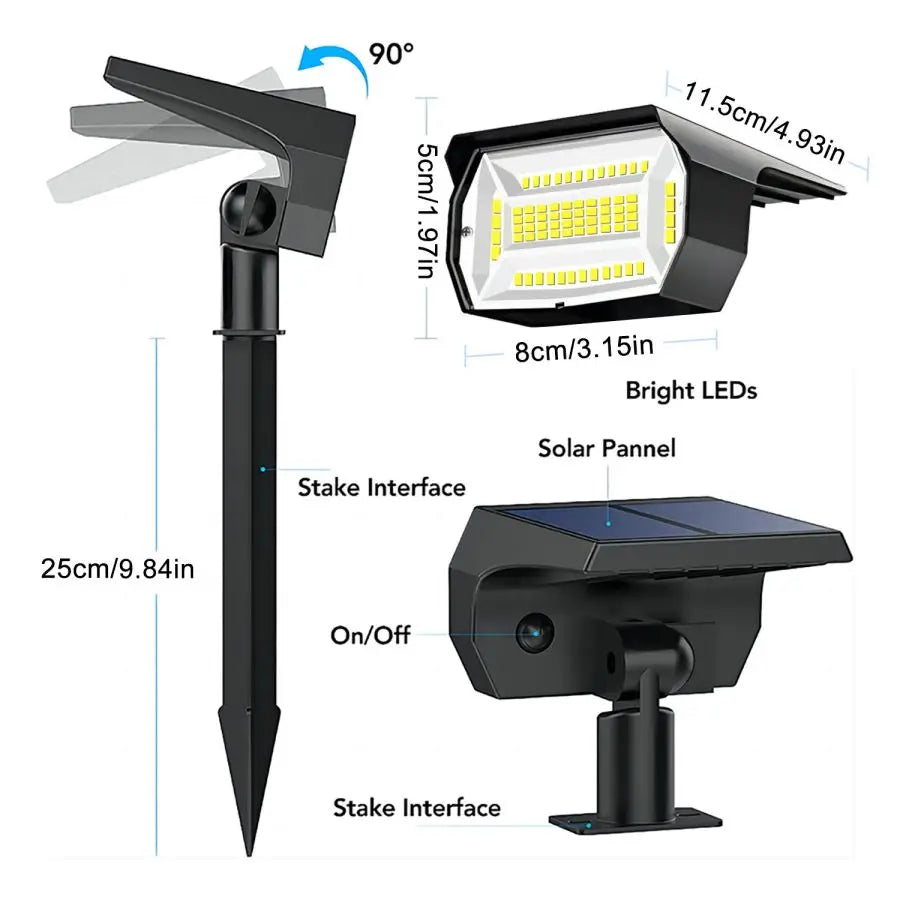 72LED White Light Solar Powered Garden Pathway Light Waterproof Outdoor Landscape Lamp