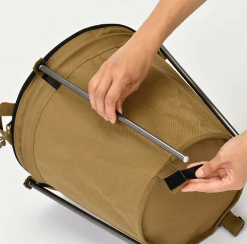 20L Portable Khaki Camping Trash Bin Collapsible Storage Container for Outdoor Use