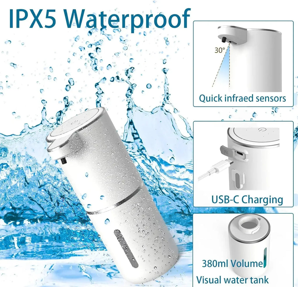 Automatic Foam Soap Dispenser Touchless Infrared Sensor USB Rechargeable Countertop