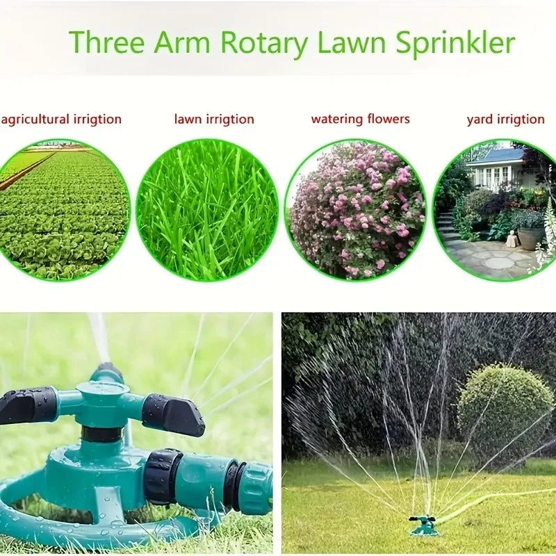 360° Rotating Garden Sprinkler Adjustable Spray Irrigation Nozzle for Lawn and Outdoor Watering