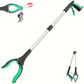32 Inch Green Heavy Duty Garbage Grabber with 360° Rotating Clamp Foldable Reaching Tool