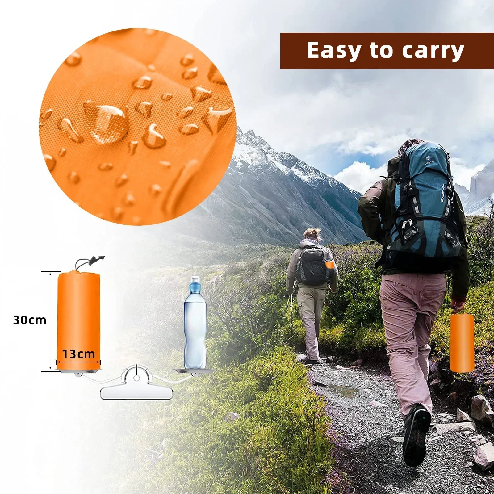 Ultralight Inflatable Orange Camping Sleeping Pad with Built-In Foot Pump and Pillow for Hiking Backpacking Travel