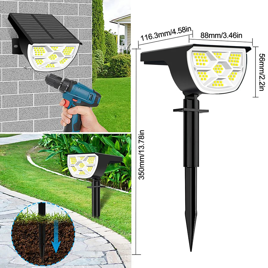 68LED White Light Solar Powered Garden Pathway Light Waterproof Outdoor Landscape Lamp