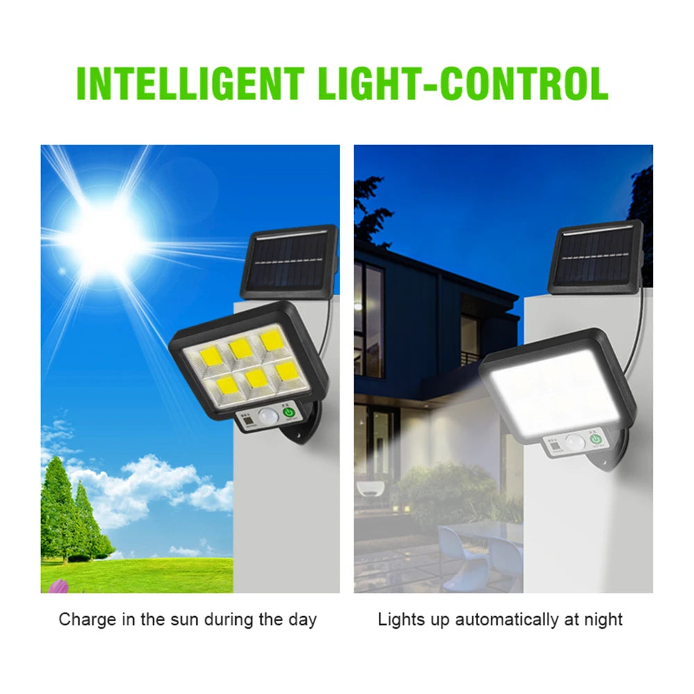 72 COB Solar Wall Light Split Panel Motion Sensor Waterproof Outdoor Lamp with Remote