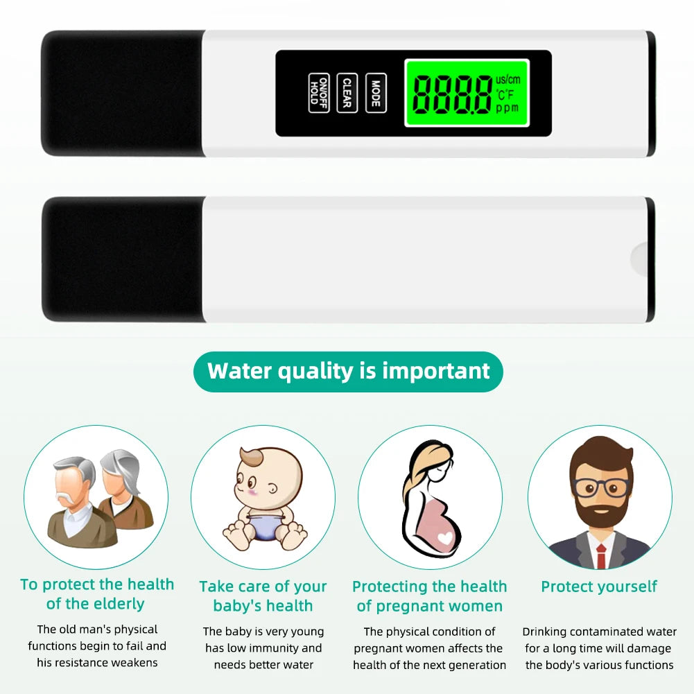 4 in 1 Digital Water Tester White TDS EC Temperature Meter with LCD