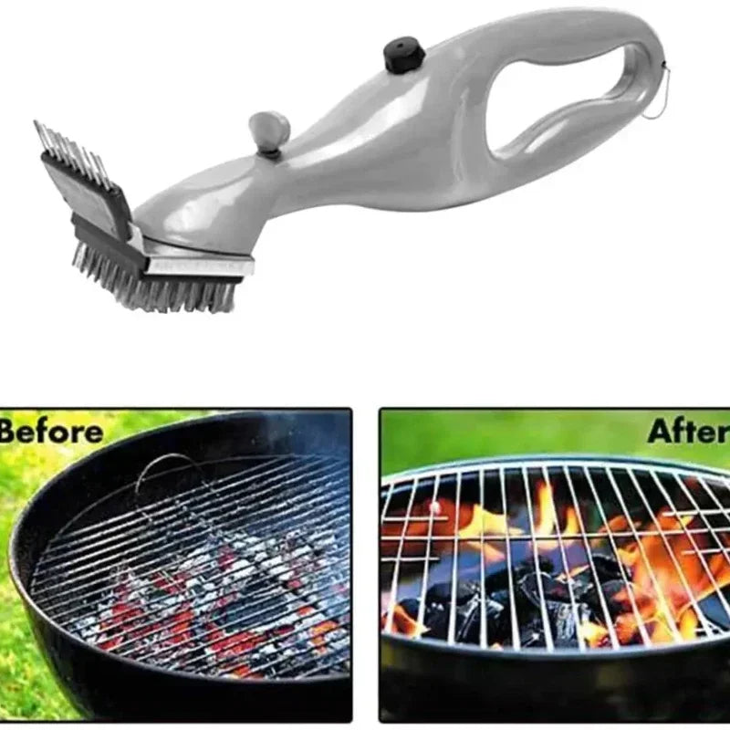BBQ Grill Cleaning Brush with Water Spray Stainless Steel Outdoor Cleaning Tool