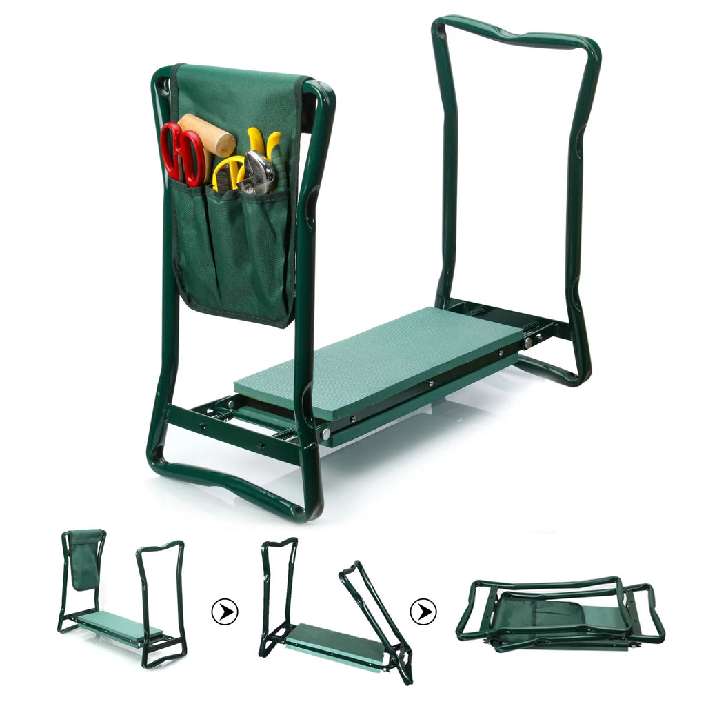 Foldable Garden Kneeler Seat with EVA Pad Steel Frame Gardening Bench