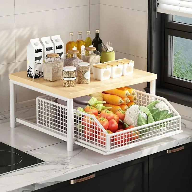 Multifunctional Kitchen Storage Shelf White Organizer Rack for Microwave Pantry Bathroom and Garage