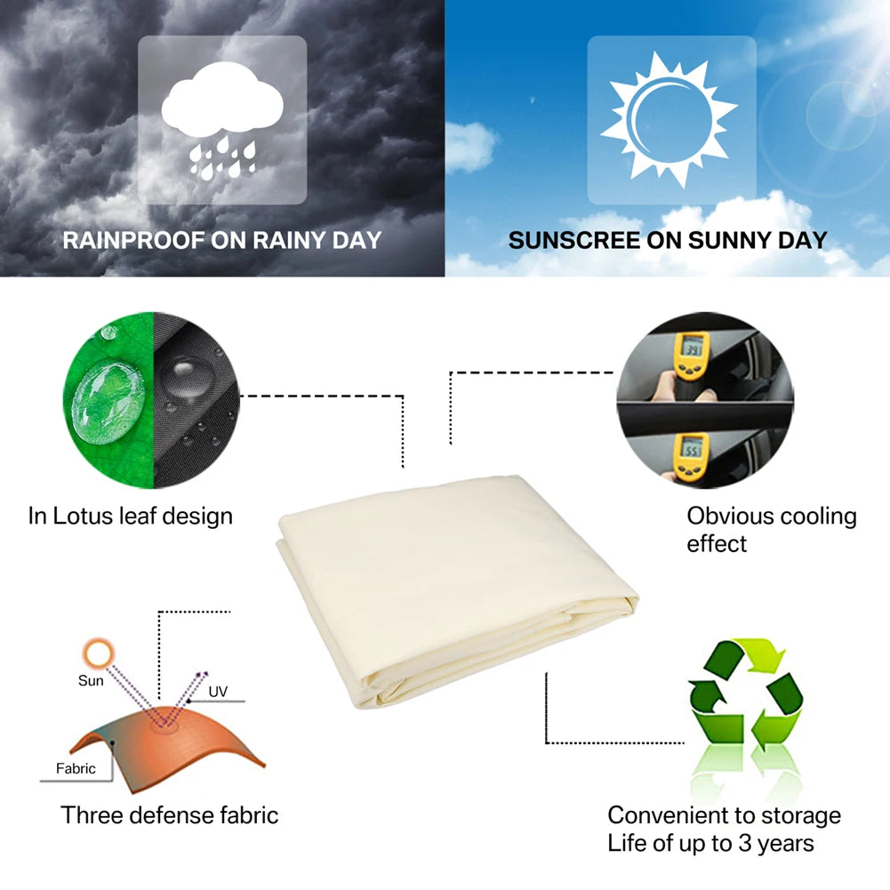 Waterproof Sun Shade Sail Cream White 3 × 4 m Rectangle Canopy with 98% UV Protection for Garden Patio and Pool