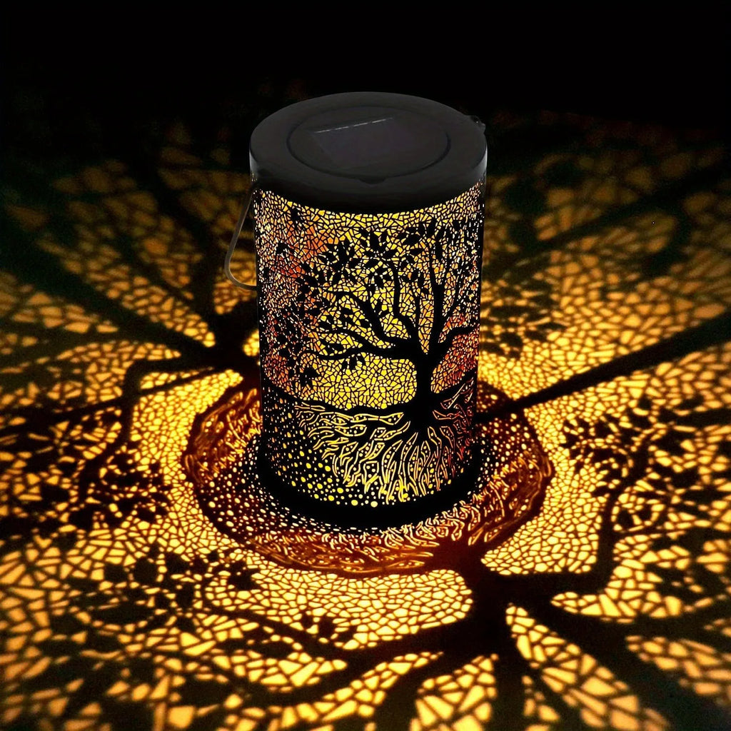 Solar Hanging Lantern Waterproof Metal LED Decorative Light Warm White for Garden Patio and Yard