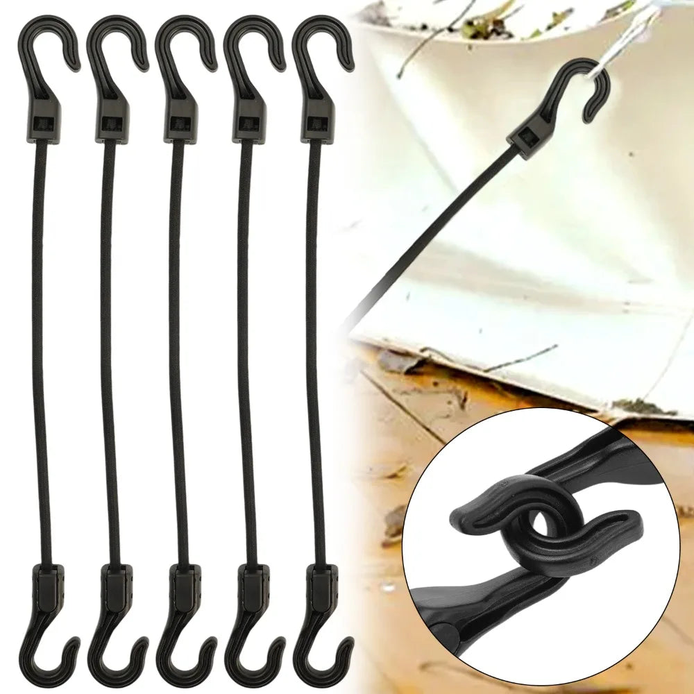32cm Stretchable Bungee Cord with Hooks Heavy Duty Elastic Tie Down Rope for Camping & Cycling