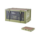 Foldable Large Green Camping Storage Box with Wooden Lid Stackable Car Trunk Organizer
