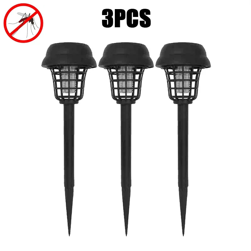 3 Piece Solar Mosquito Killer Lamp Waterproof Outdoor Garden Bug Zapper Light for Patio Camping and Yard