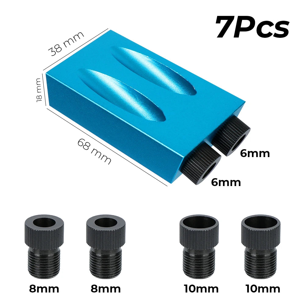 7 Piece Pocket Hole Jig Kit 15 Degree Wood Drilling Guide Locator for Woodworking and DIY Projects