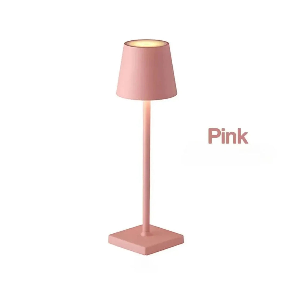 LED Touch Pink Table Lamp 3 Color Dimmable USB Powered Desk Bedside Light