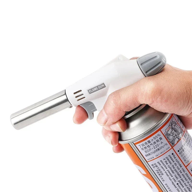 Portable Butane Gas Torch with Auto Ignition Adjustable Flame for BBQ Cooking Camping