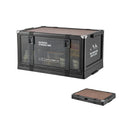 Foldable Large Black Camping Storage Box with Wooden Lid Stackable Car Trunk Organizer