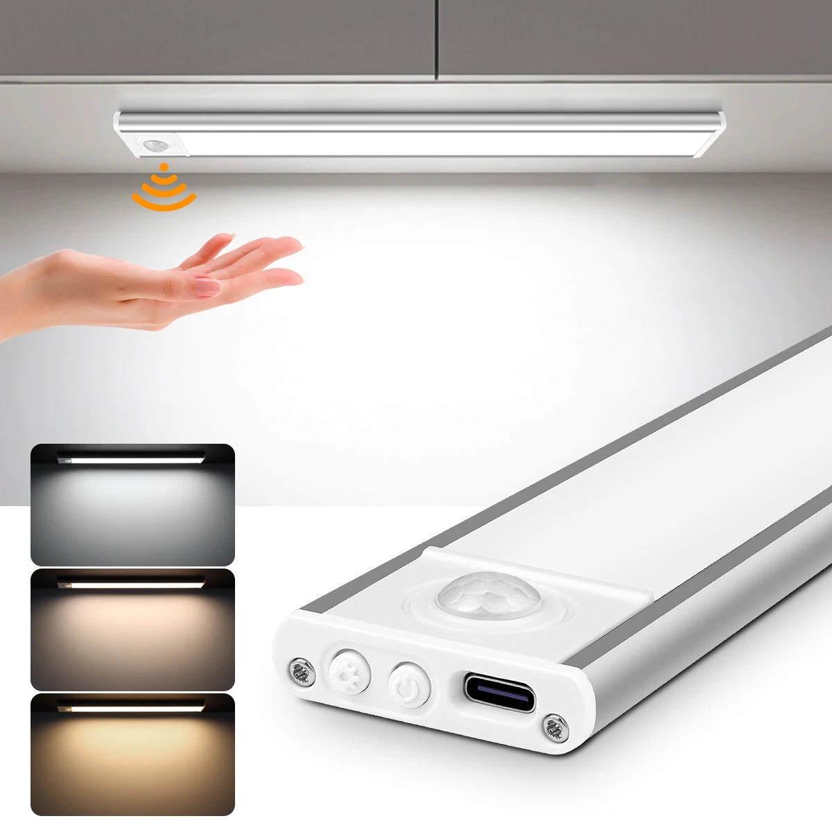 30cm USB Rechargeable Motion Sensor LED Light Bar Magnetic Cabinet Light 3 Colour Modes
