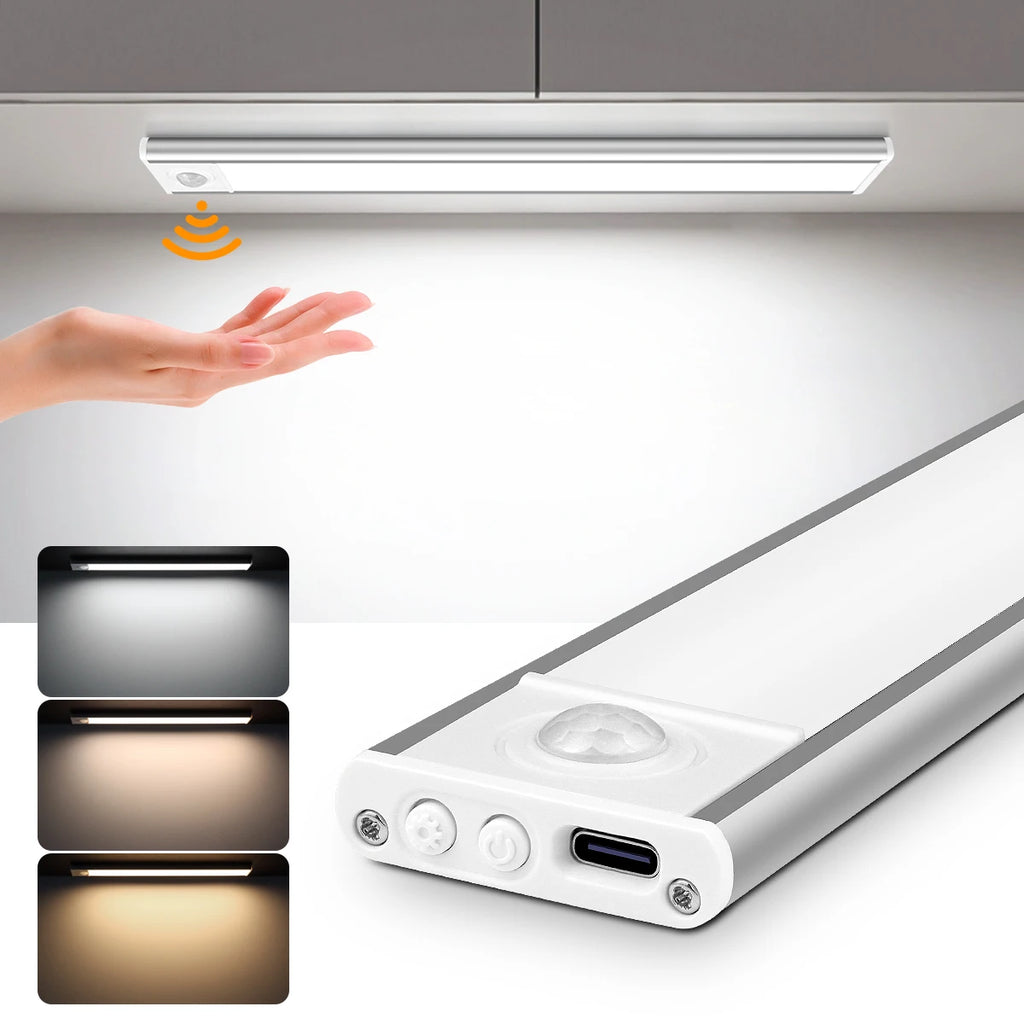 50cm USB Rechargeable Motion Sensor LED Light Bar Magnetic Cabinet Light 3 Colour Modes
