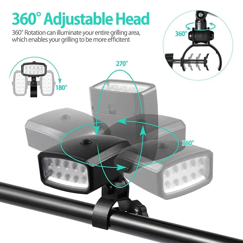 BBQ Grill Light Portable LED Clamp Light 360 Rotatable Outdoor Cooking Light