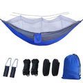 Portable Double Camping Hammock with Mosquito Net Sapphire Blue and Gray Outdoor Travel Hammock
