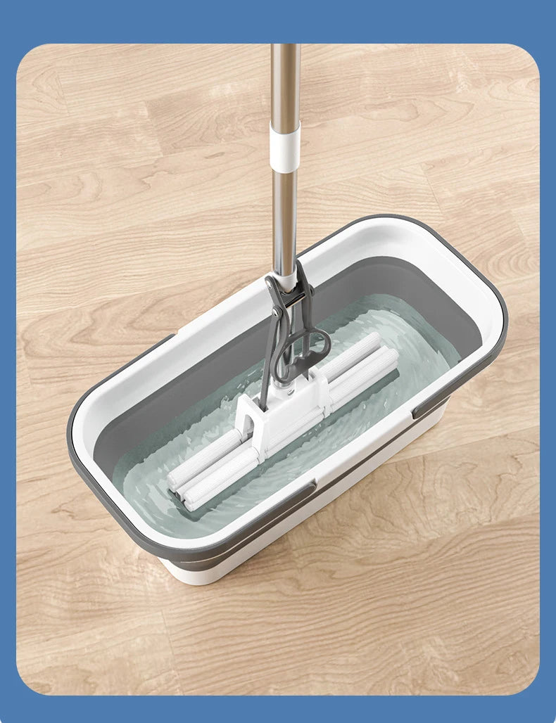 Collapsible Gray Plastic Bucket Foldable Mop Bucket Laundry Basket with Handle for House Cleaning and Storage