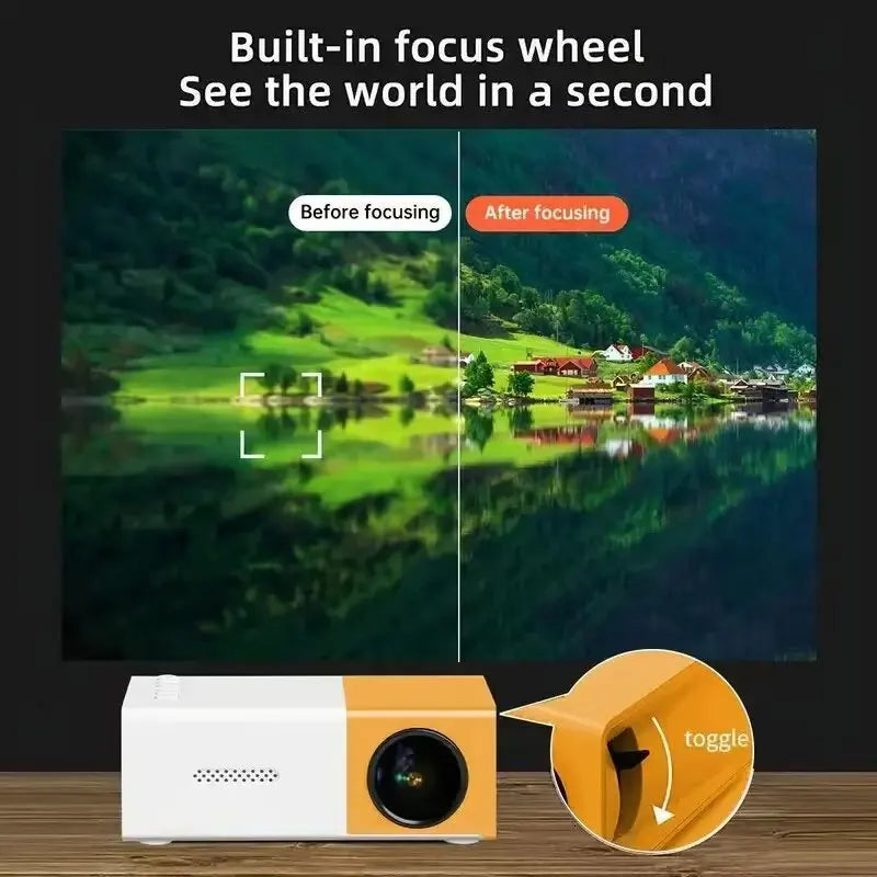 Mini Portable Projector Orange HD LCD Home Cinema Projector with Built-in Speaker HDMI and Remote Control